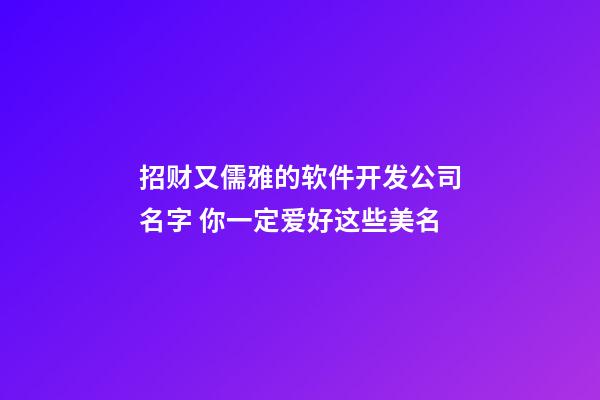 招财又儒雅的软件开发公司名字 你一定爱好这些美名-第1张-公司起名-玄机派